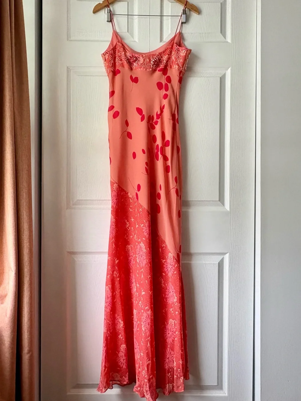 Nicole Miller Collection Vintage Silk Beaded Floral Slip Dress, Size 8 - Picture 2 of 5